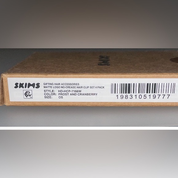 Skims Matte Logo Hair Clip Set of 4  No Crease 
Frost and Cranberry Accessory - Picture 3 of 5